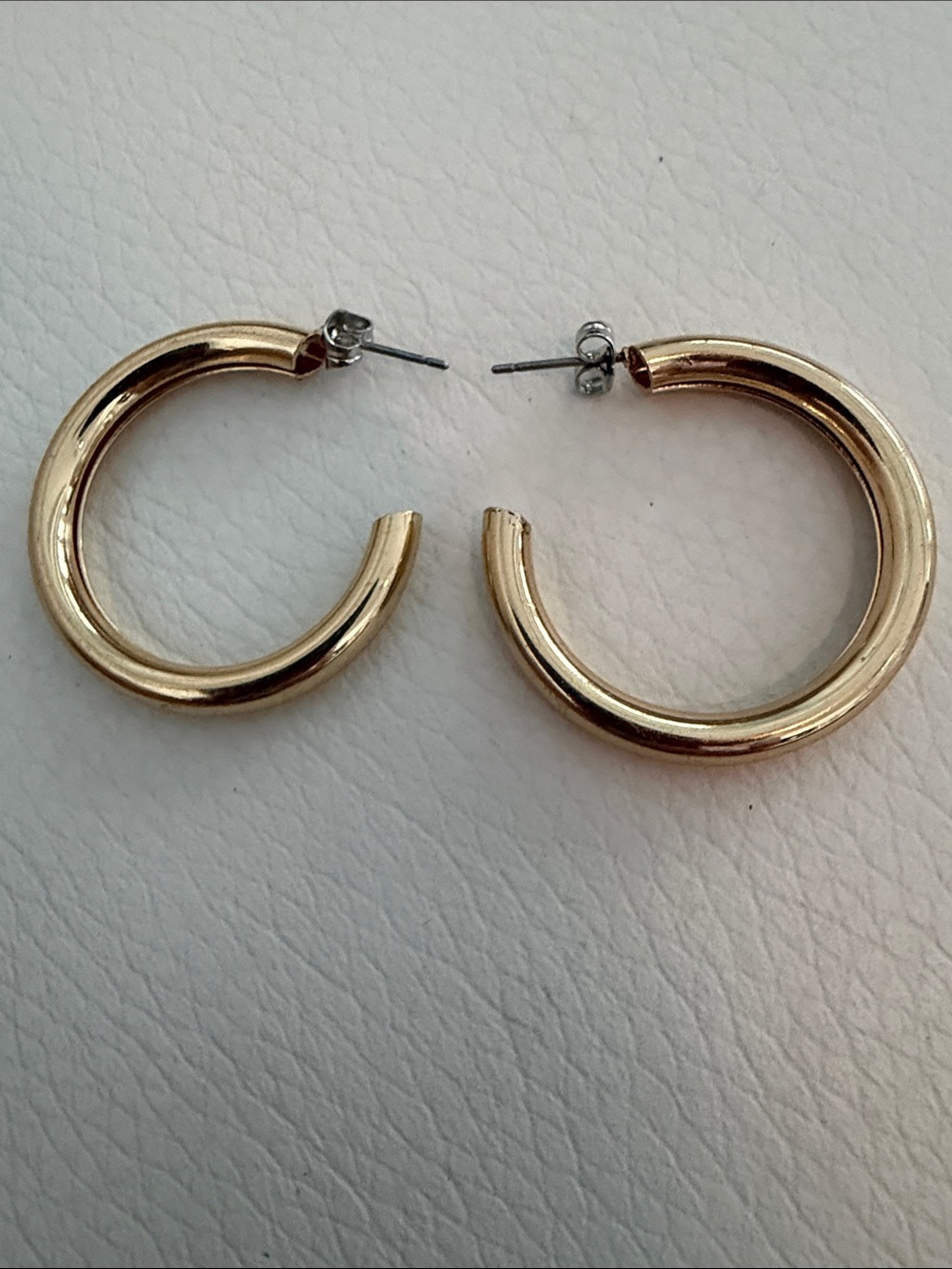 Classic Gold Hoop Earrings - Polished Gold Tone